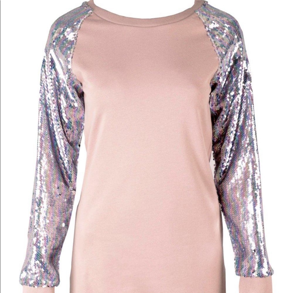 Tunic with sequin sleeves